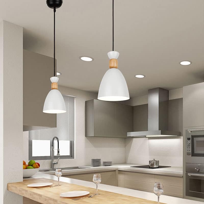 Image of Modern White Aluminium Pendant Light for Ceiling, Decorative Hanging Light for Living Room, Dining Room, Kitchen & Cafe Pack of 2