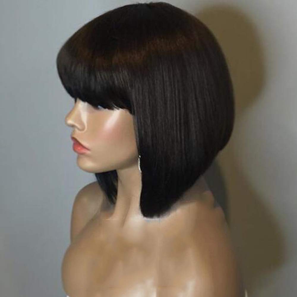 Human Hair Bob Wig 10 inch HD Lace Front Side Part Natural Style 130% Density 130% Density Short Bob Lace Front Wig 100% Real Human Hair  main image 2