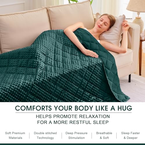 Image of Green Weighted Blanket for Adults 20lbs, 48 inchx72 inch, Twin Full Size Cooling Minky Heavy Throw Blanket for 180-220lbs, Soft Winter Thick Big Blankets Weighted Comforter Gift for Sleeping