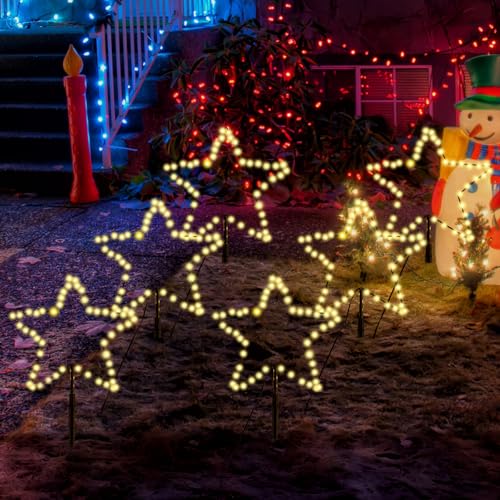 SALCAR 5m Weihnachtsbeleuchtung Außen, 6er Pack LED Stern...