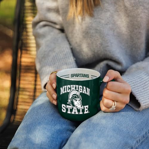 Image of Logo Brands NCAA Michigan State Spartans 15oz Stripe Mug - Team Logo, Inside Print, Standard Handle, Microwave & Dishwasher Safe