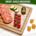 3 Pcs Best Safe Bamboo Cutting Boards Set for Kitchen Non Toxic Solid Hard Wood Chopping Board Meat Large Wooden Cutting Board with Juice Groove Bread Cheese Charcuterie Boards Carving Butcher Block - Image 5