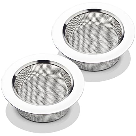 CORNERJOY 2PCS Kitchen Sink Strainer-Stainless Steel Mesh Drain Strainer,Large Wide Rim 4.5" Diameter Cover