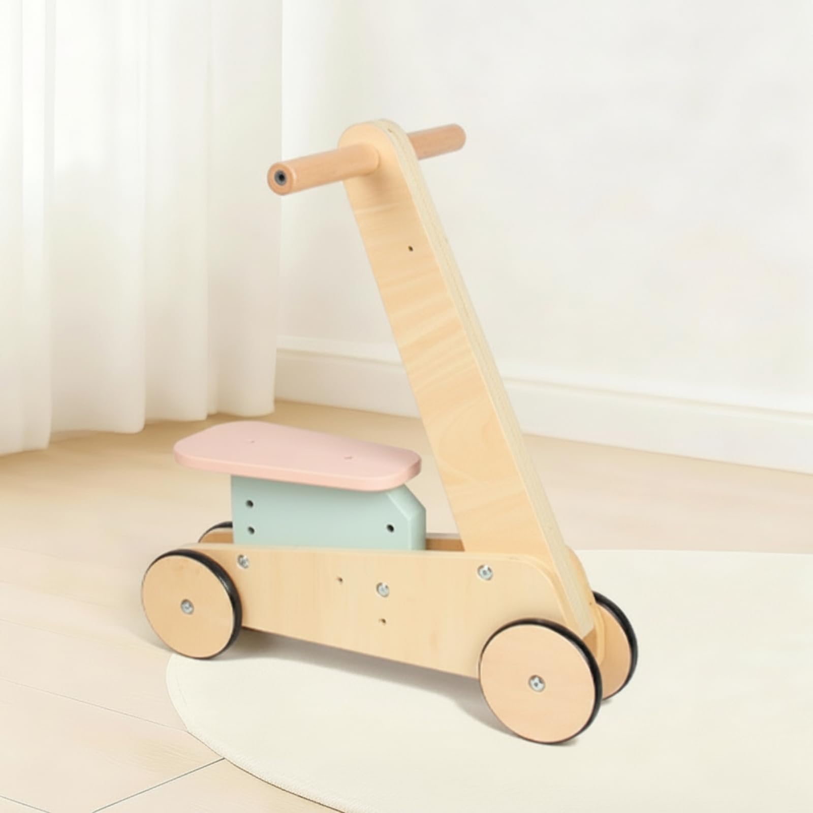 Amagogo Deambulatore 2 in 1 in Legno ideale come Regalo Carrello Spesa Giocattolo Legno Unisex Giocattolo a Spinta con 4 Ruote per Neonati