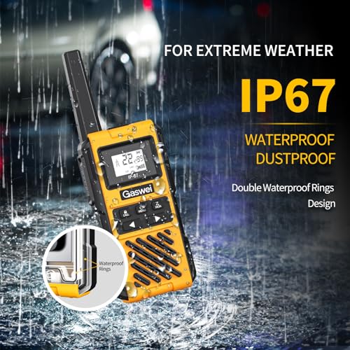 Image of Gaswei G1pro Walkie Talkie Long Range IP67 Waterproof 22 Channels(2 Pack) | Two Way Radios,NOAA Weather Alert,Call Alert,VOX,FM Radio,Rechargeable,Keypad Lock,Shock Resistant,Hiking,Camping,Skiing