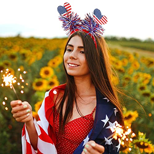 Kolonams Independence Day Headband 4Th Of July Head Boppers Patriotic Flag Heart Hair Band Hair Hoop American Red White Blue Headwear Hairpins For Adult Kids Party Dress Up Photography Props 1Pcs #TOP3