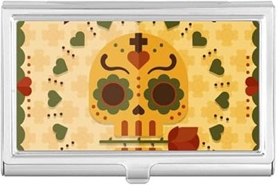 Skull Rose The Day of The Dead Mexico Business Card Holder Case Pocket Box Wallet