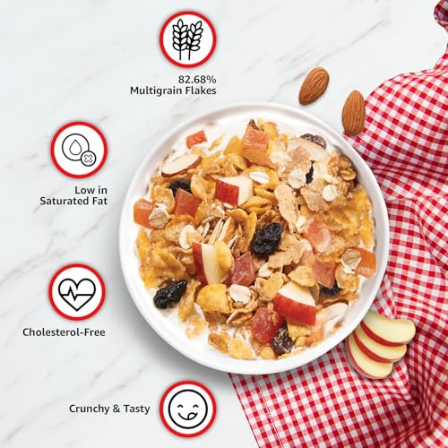 Image of Amazon Brand - Vedaka Fruit and Nut Muesli 1 kg Jar | Contains 82.68% Fruits, Nuts & Multigrains | High in Fiber | Source of Protein | Breakfast Cereal