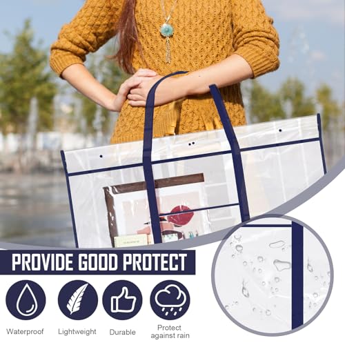 Image of Windyun 1 Pack Large Poster Storage Bag 48 inch x 36 inch Bulletin Board Holder Art Portfolio Case PVC Art Portfolio Container Storage Box with Pocket for Classroom Teacher Organization (Blue)