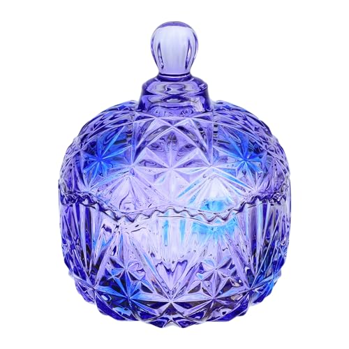Gaolinci Vintage European Royal Glass Jar, Candy Jar with Lid Small Item Storage Jar (Purple Glaze)