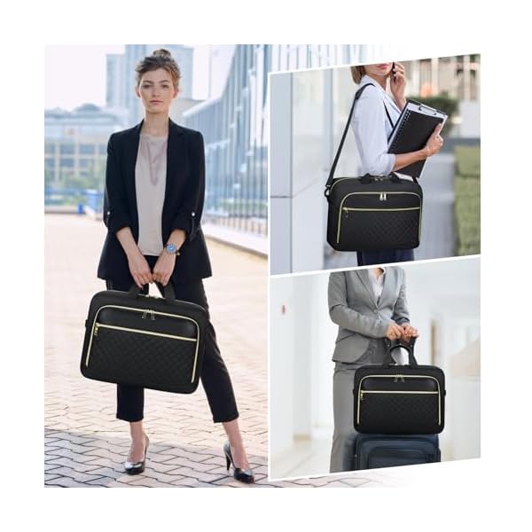 NEWHEY Laptop Bag 17.3 Inch Laptop Briefcase for Women Men Waterproof Shoulder Messenger Bag Large Computer Bag for Business Office Work College, Black - Image 7