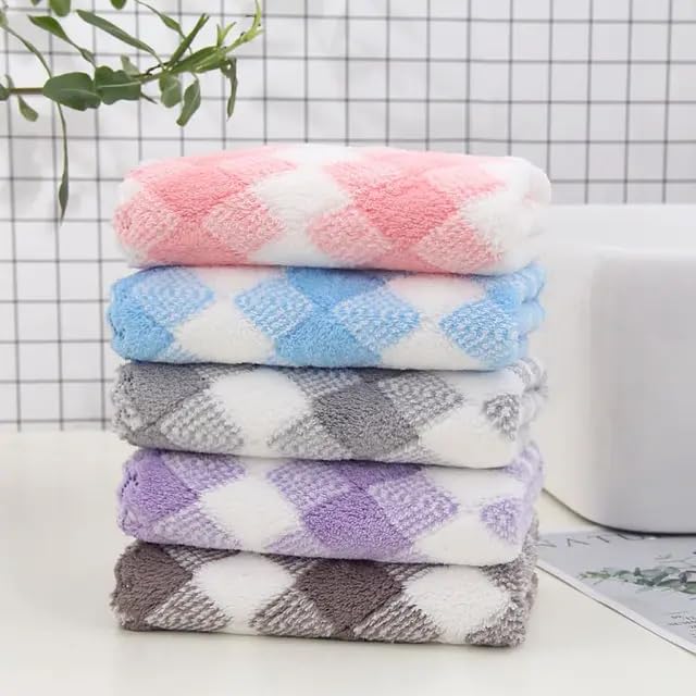 Khillayox Microfiber Small Size Face Towel/Handkerchief 400 GSM Extra Soft & Absorbent Face Towels for Women's, Kid's & Newborn Babies (25x25 CM) - Multicolor (6)-picture-32