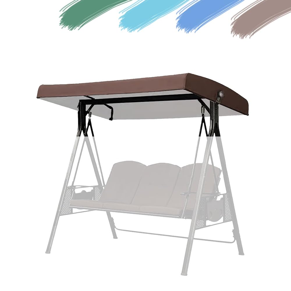 BEWEGNLNHK Swing Chair Canopy Replacement For Garden Swing, Waterproof Patio Swing Canopy Replacement Cover 2 3 Seater Porch Swing Seat Canopy Cover(Brown)