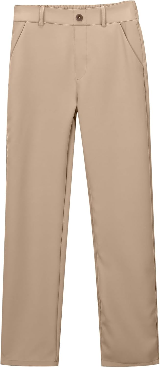 Boys School Uniform Pants Straight Leg Pull On Chino Pants for Girls