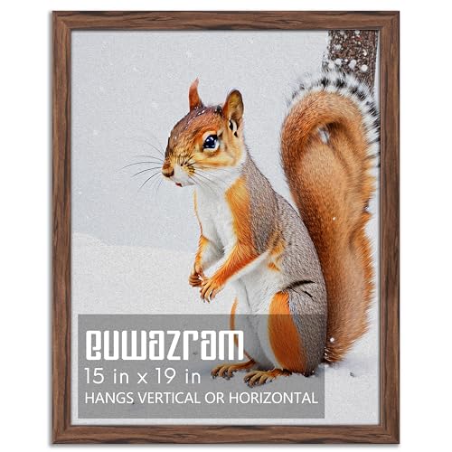 euwazram Rustic Walnut 15x19 Frame - Single Frame 15 x 19 Poster Frame for Artwork Puzzles Photos and Movie Posters Picture Frames