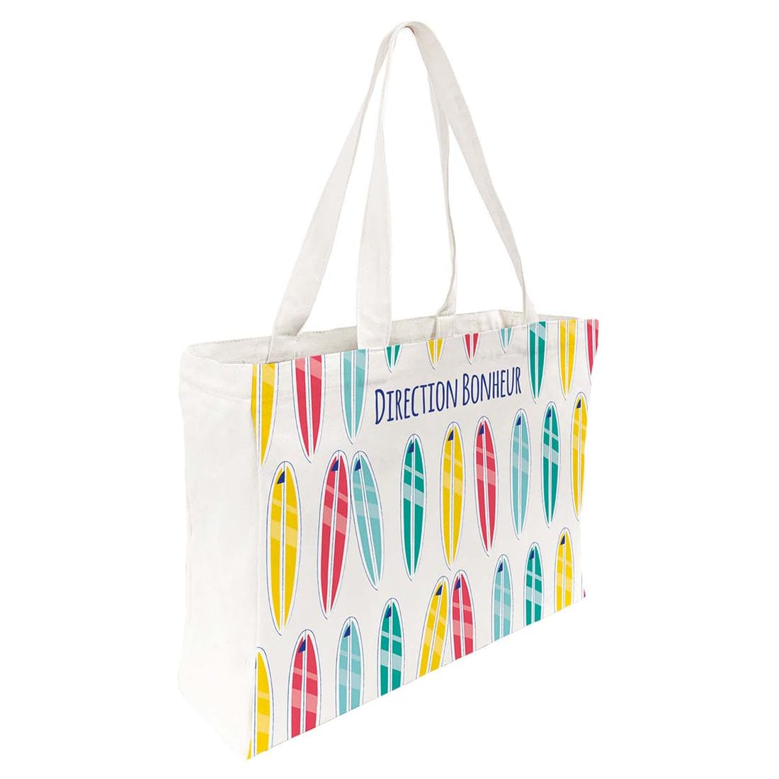 DRAEGER PARIS 1886 Draeger Paris – Tote Bag Tablas de surf "Direction Bonheur" (en francés) – Ligero, resistente y ultrasuave – Interior espacioso – Tote Bag de algodón 100% – bandoleras resistentes y cómodas