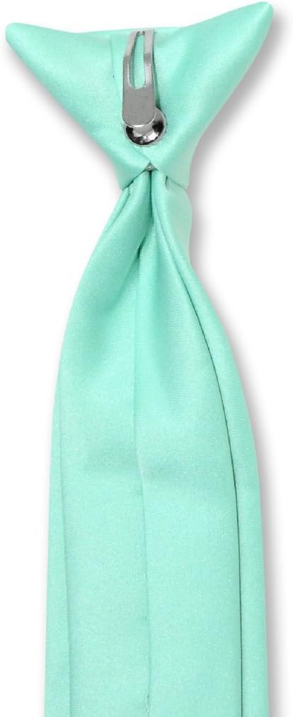 Vesuvio Napoli Boy's CLIP-ON NeckTie Solid AQUA GREEN Color Youth Neck Tie