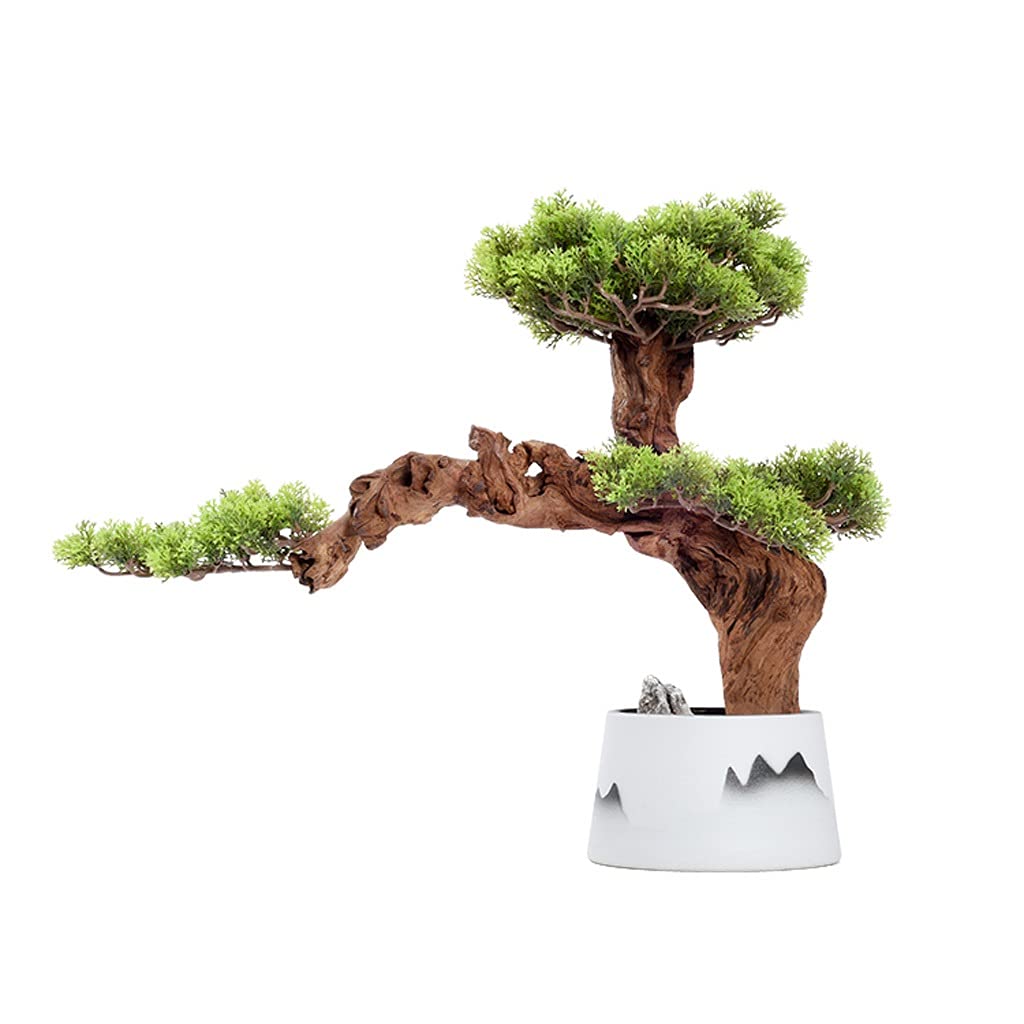 Plantas Artificiales Simulación Bienvenido Adornos de Pino Podocarpus Potted Plantas Salón Porche Coffee Table Mesa Frente Recepción Artificial Bonsai Adecuado Falsas en Ma