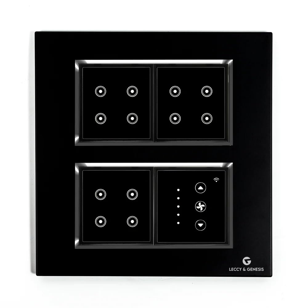 l&g 8 modular smart switch board|12 smart switch control, 1 smart fan regulator (compatible with alexa, compatible with ok google & siri shortcut) (size: 8m square- 154 x 160 x 45 mm)
