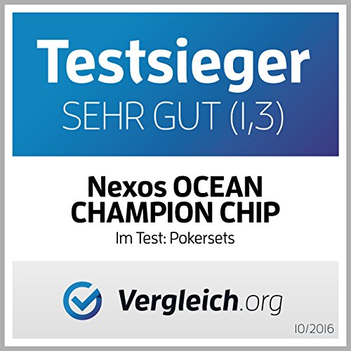 Nexos Pokerkoffer Pokerset 500 300 Laser Pokerchips Poker Komplett Set 12 g Chips Deluxe Größe wählbar (500 Chips)