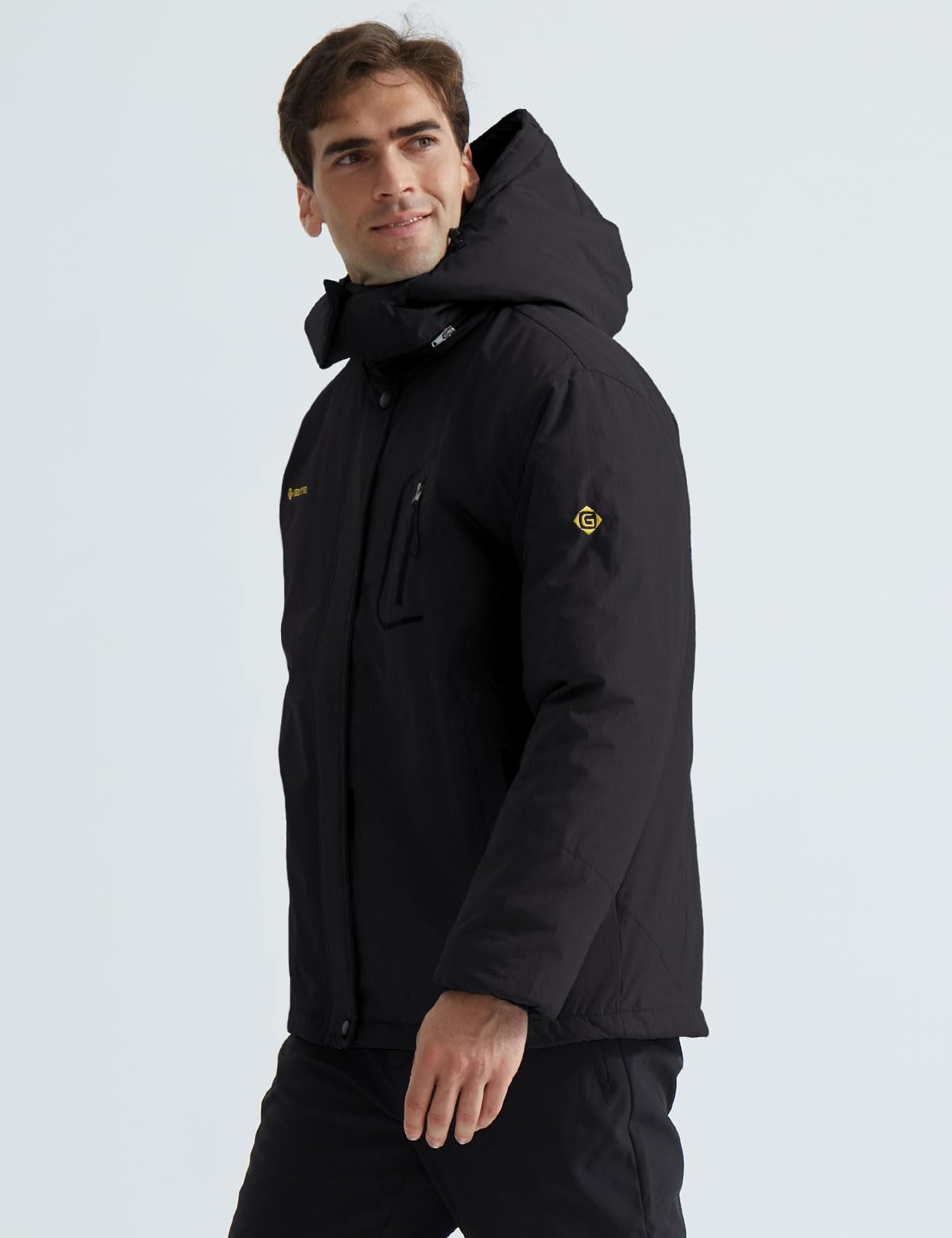 GEMYSE Veste de Ski Homme Coupe-Vent Imperméable Doublure en Polaire Manteau d'Hiver Montagne Homme avec Capuche
