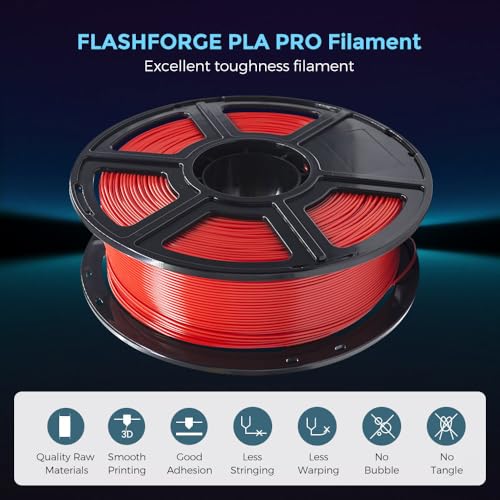 Image of FLASHFORGE 3D Printer Filament, PLA PRO Filament 1.75mm, 1KG Spool (2.2lbs), Dimensional Accuracy + /- 0.02mm for FDM 3D Printers, Better Tenacity & No Knotting (Red)