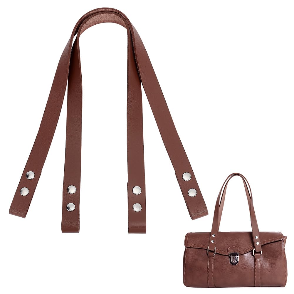 PH PandaHall 2pcs PU Leather Bag Straps, 22.4” Handbag Handle 0.7 inch Wide Shoulder Bag Handles with Snap Buttons Replacement Straps for Clutch Underarm Bags Purse Handbag Repair, Saddle Brown