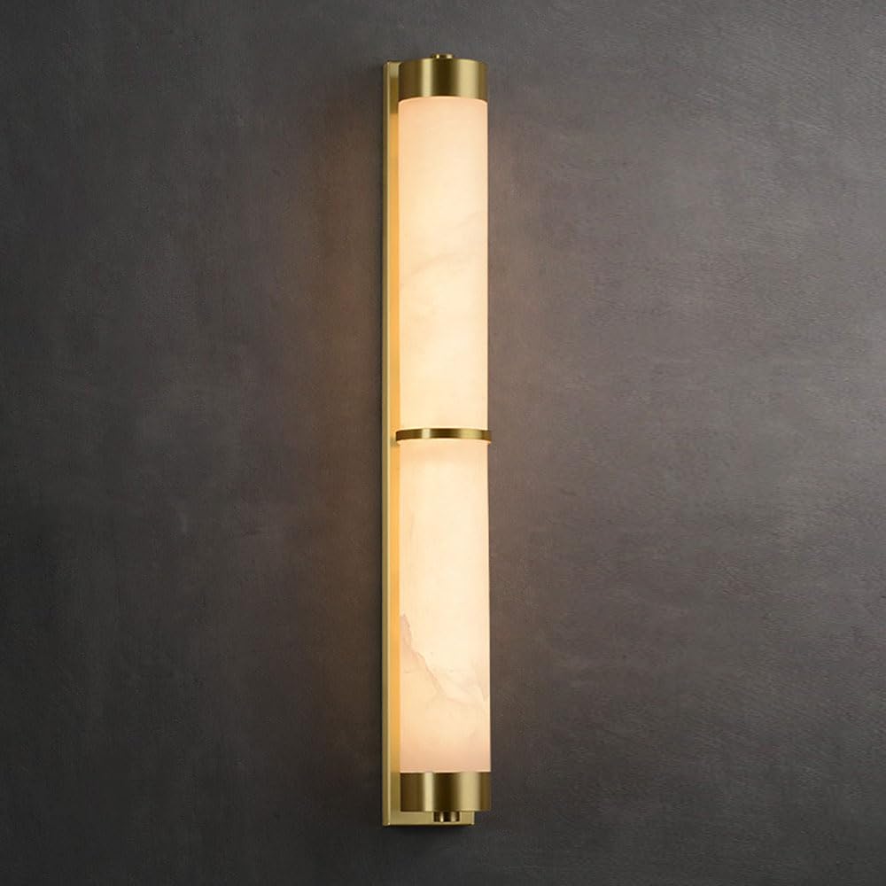 Guoguosm Multicolor 15.7In Natural Alabaster Wall Sconce, Led Warm Light Marble Wall Light, Medieval Industrial Style Indoor Wall Lamp, Bedside Dressing Table Corridor Decorative Lighting Fixtures