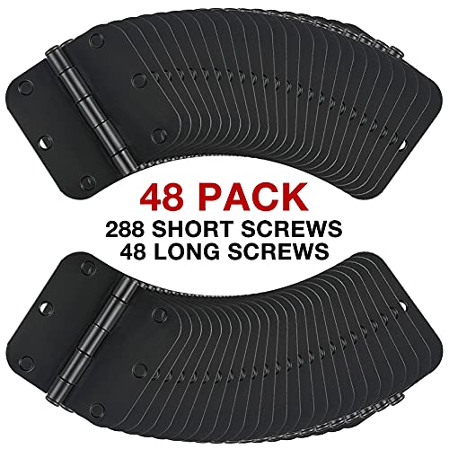 Image of 48 Pack Rounded Matte Black Door Hinges 3.5 Inch 5 /8 inch Radius for Interior 3 1 /2 inch Flat Iron Bifold Residential Standard Bedroom Indoor for Doors 3 inchHardware House Home Decor Essentials Accessories