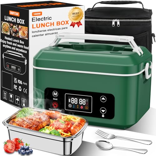 Image of Heated Lunch Box,Electric Lunch Box, Lunch Box Battery Powered, Pro 24000mah,5.5 Cups Portable Food Heater-3D-5 Side Heating-Intelligent Temperature Control,Suitable For Trucks,Offices (Army /Green)