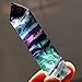 Clearance! DDLmax Natural Hexagonal Crystal Quartz Healing Fluorite Wand Stone Purple Green Gem (7.5-8cm, A)