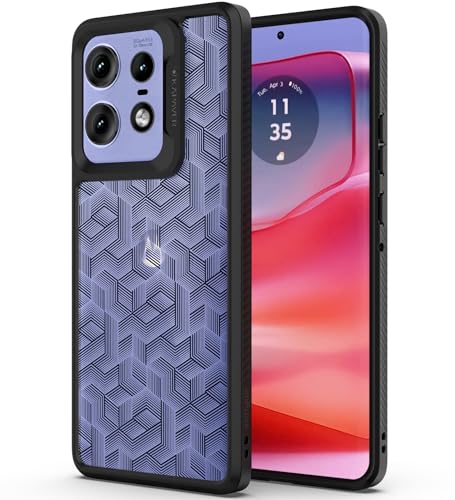 Image of KAPAVER Dazzle Series Back Cover Case for Motorola Edge 50 Pro (TPU+PC) (Stripe Cube-Black)