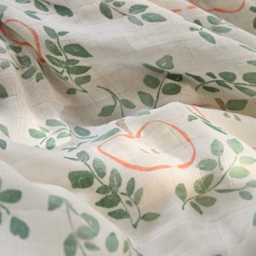 Image of GLLQUEN BABY Receiving Blanket Boy Cotton Muslin Swaddle Blankets Girl Newborn Squares Breathable & Soft Thin Baby Blankets Cloths Double Absorbent Infant Swaddling Wrap - 6 Pack (Apple)