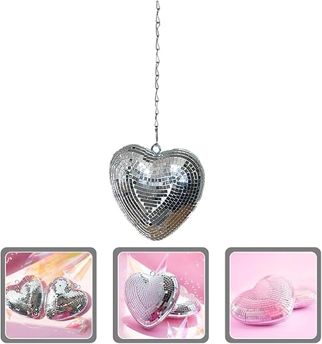 Miniatura 5 de Decoraciones de boda, espejo, bola de discoteca, en forma de corazón, colgante, mini s, adornos reflectantes para decoración de fiestas de boda de