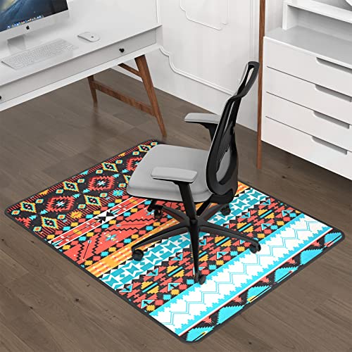 Vintage-Bürostuhlmatte für Teppiche und Hartholzböden, böhmische Schreibtischstuhlmatte, 91,4 x 121,9 cm, Jacquard-gewebte Oberfläche, Bodenschoner für Stühle, Festival Cover