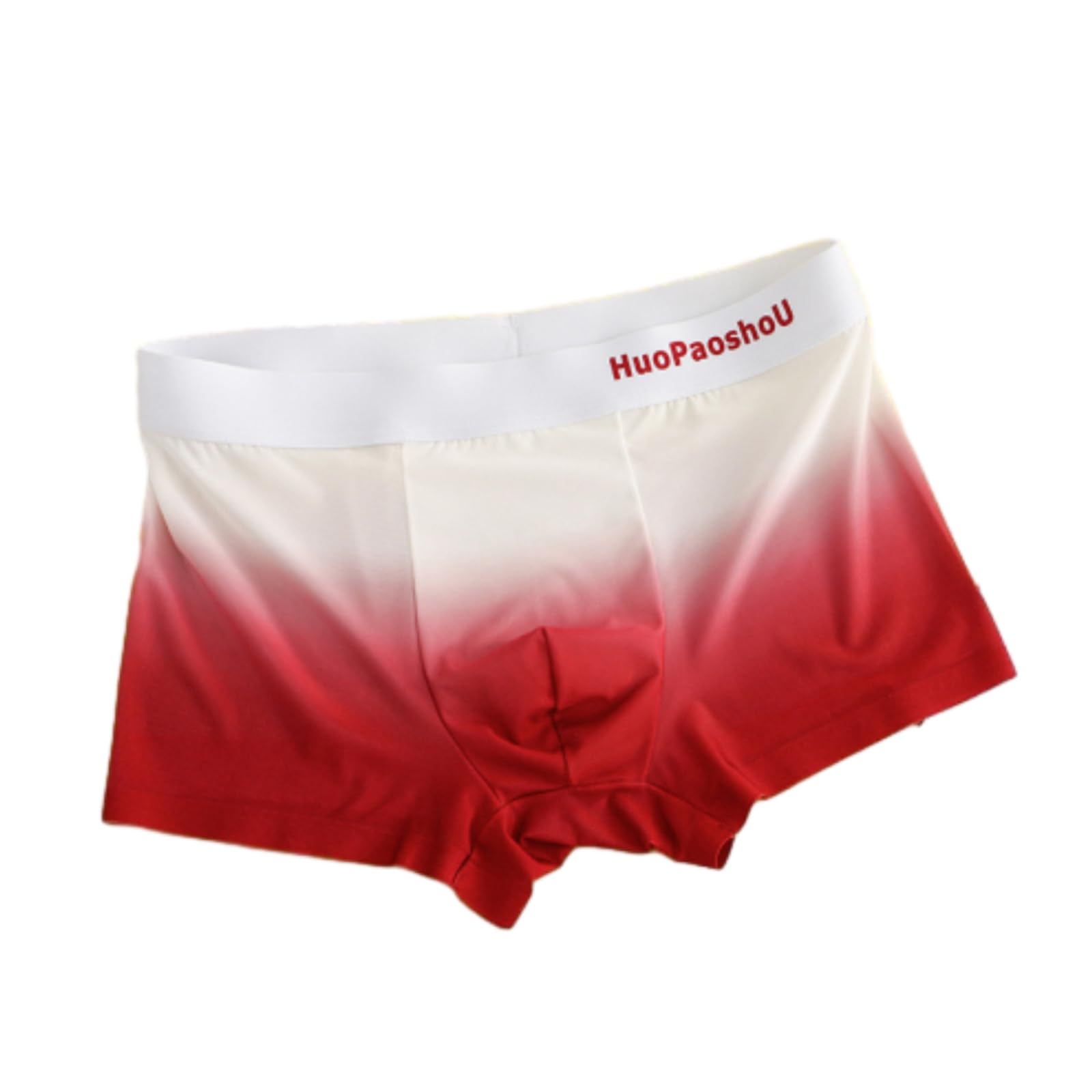 Evankin Men's Boxer Brief Underwear U-shaped Convex Pouch Pockets Sexy Underpants Gradient Printed Boxers Shorts Breathable（Red-XS）