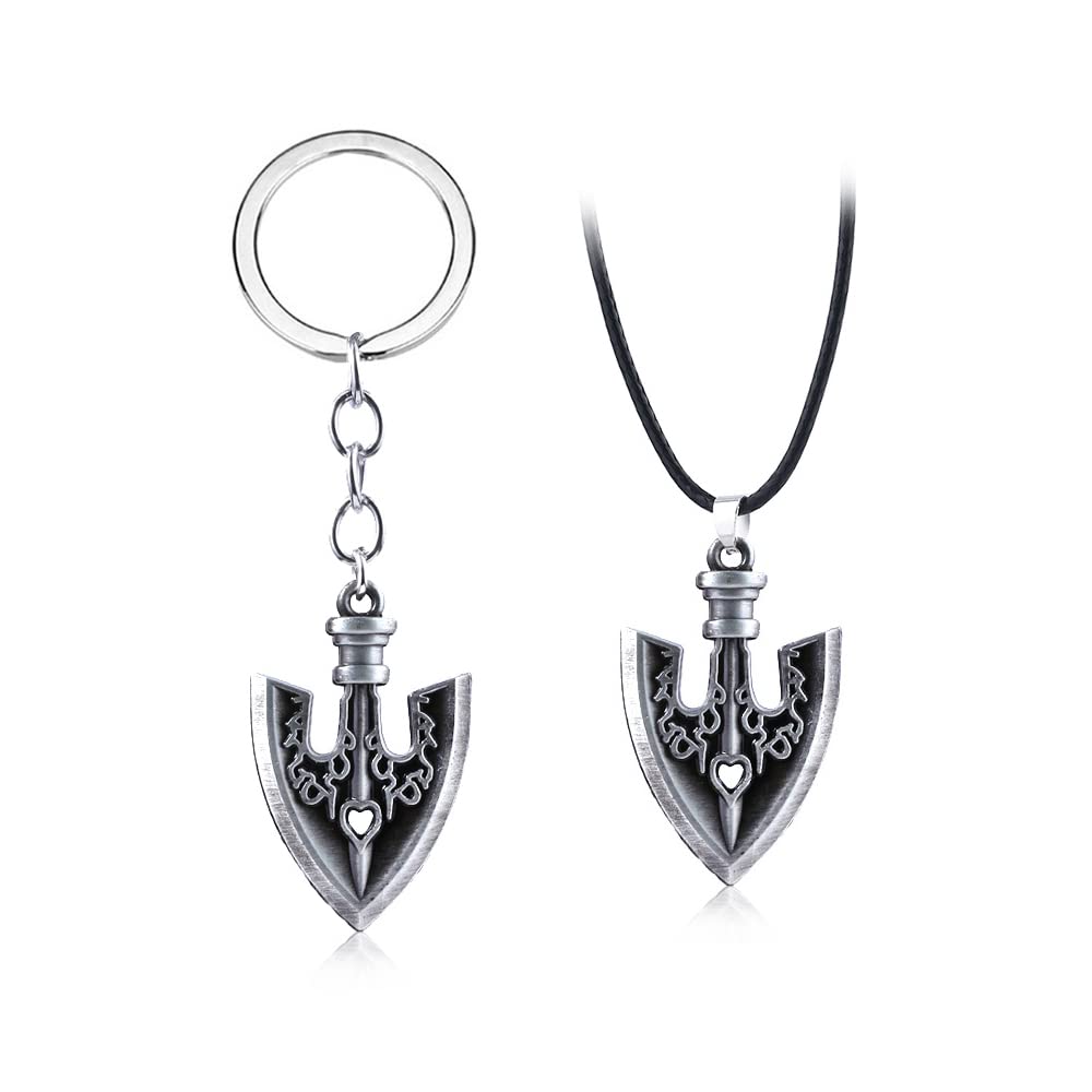 SONGCHANG JEWELRY JJBA Anime Necklace & Keychain Set - JOJO Arrow Pendant & Keychains for Men & Women - Cosplay Accessories Gift for Fans