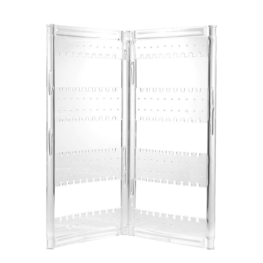 Organizador de joyas de acrílico transparente y plegable, 120 agujeros, soporte de exhibición transparente, organizador de pendientes, collar y soporte para colgar