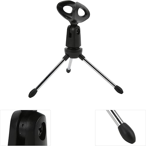 Miniatura 3 de Soporte para micrófono de escritorio, 58 pulgadas con rosca de escritorio, trípode a prueba de golpes, fácil de almacenar, ángulo ajustable para