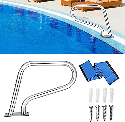Barandal Curvo para Piscina con Base Rápida, Acero Inoxidable miniatura 1