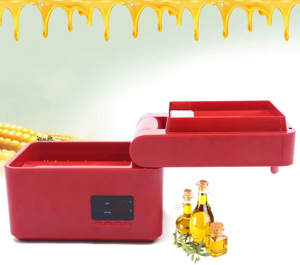 Automatic Oil Press Machine, Commercial Hot Cold Oil Press with Temp Control, Oil Expeller Commercial, 750W, 11.41 * 8.66 * 7.87in, for Oil Crops, 5kg/11.02lbs/h