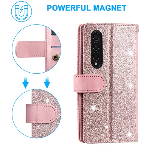 Étui Samsung Galaxy Z Fold 5 anti-chute compartiment zippé sécurité or rose