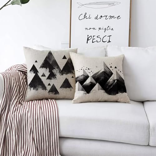 Housses de coussin de canapé 65x65cm lin noir imperméable extérieur et salon - 4
