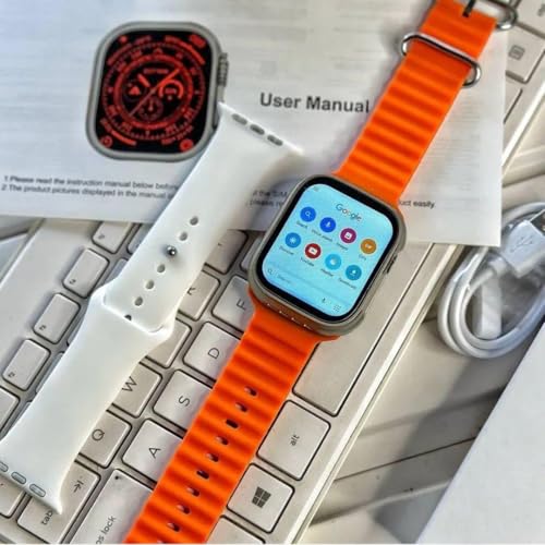 Image of Pro S8 Ultra 5G SIM Android Smart Watch Honeycomb Edition, 1.99 inch HD Display, Play Store, Maps, YouTube, Sports, Volte Calling, More Apps (4G SIM Supported) Extra Band (Orange and Black)