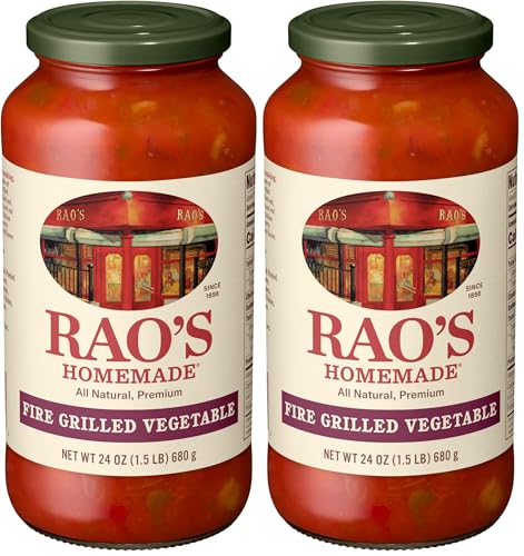 Image of Rao's Homemade Fire Grilled Vegetable Pasta Sauce, 24 oz, Tomato Sauce, All Purpose, Premium Quality, Tomatoes from Italy, Peppers, and Red Onion (Pack of 2)