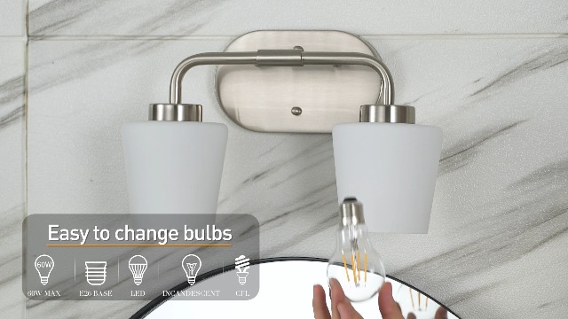 Image of 2-Light Black Bathroom Light Fixtures Over Mirror | Vanity Lighting Fixtures with Milk White Glass, Vintage Farmhouse Wall Sconces Lighting, AD-22004-2W-BK