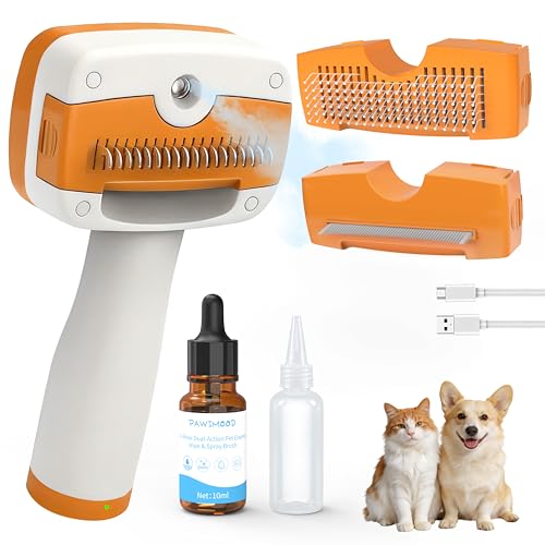 Cat Steam Brush, Self-Cleaning Deshedding Tool, 5-in-1 Cool Mist