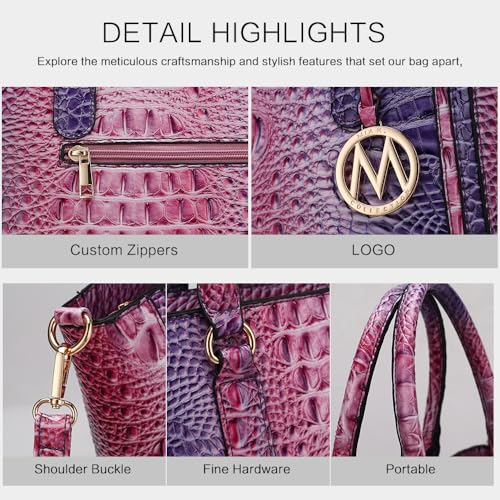 Image of MKF Collection Satchel Bag for Women's Crocodile Embossed Vegan leather Crossbody Tote Handbag Top-Handle Purse by Mia K