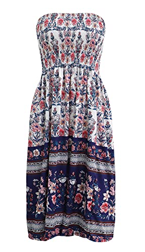 Image of Zyyfly Strapless Dress for Women Summer Beach Boho Smocked Tube Top Dress