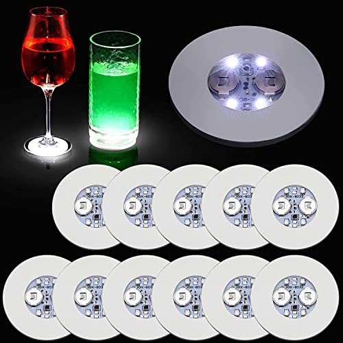 Montagnes Russes LED, sous - Verres sous - Verres Lumineux Bouteille Lumière Autocollant vin Cocktail sous - Verres (20 Paquets, White)